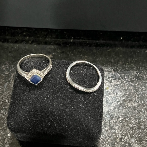 Blue sapphire & diamond bridal set - Picture 8 of 8